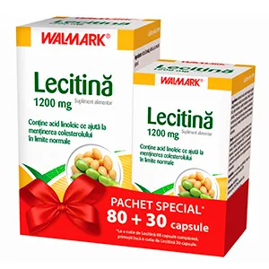 Lecitina 1200 mg, 80 capsule + Lecitina, 30 capsule, Walmark Romania