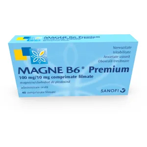 Magne B6 Premium 100 mg/10 mg, 40 comprimate filmate, Opella Healthcare Romania