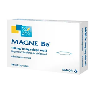 MagneB6 100mg/10mg, solutie orala, 10 fiole buvabile, 10 ml, Sanofi Romania