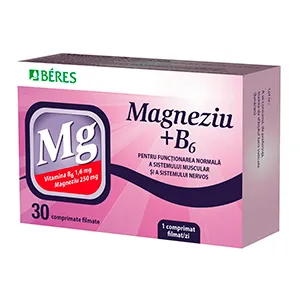 Magneziu + B6, 30 comprimate filmate, Beres Pharmaceuticals Private