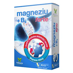 Magneziu + Vitamina B6 Forte, 30 comprimate, Polisano Pharmaceuticals