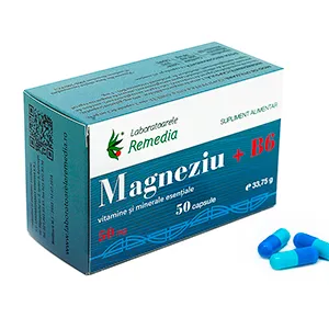 Magneziu 50 mg+B6, 50 capsule, Laboratoarele Remedia