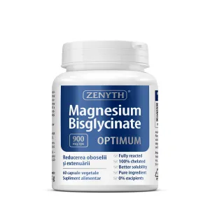 Magneziu Bisglicinat Optimum pentru sistem nervos si muschi, 60 Capsule, Zenyth