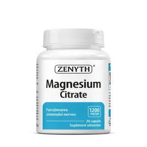 Magneziu Citrat 1200 mg pentru muschi si metabolism energetic, 30 Capsule, Zenyth
