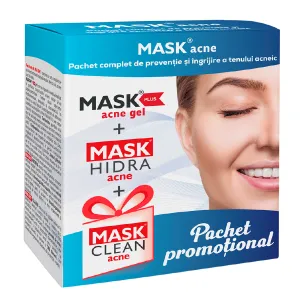 Mask Plus acne gel, 30 ml+Mask Hidra emulsie, 50 ml+Mask Clean gel, 150 ml Pachet Promo, Meditrina Pharmaceuticals  