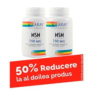 MSM 750 mg, 90 capsule vegetale 1+1 cu 50% REDUCERE, Secom
