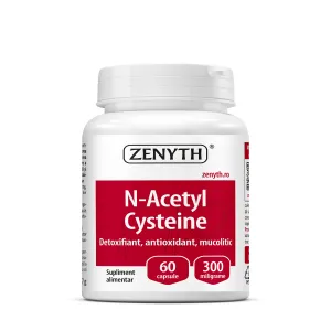 N-Acetyl Cysteine pentru protectie antioxidanta, 60 Capsule, Zenyth