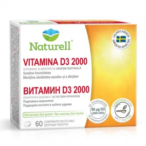 Naturell Vitamina D3 2000, 60 comprimate masticabile, USP Romania