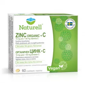 Naturell Zinc Organic 15 mg + Vitamina C 80 mg, 60 comprimate, USP Romania