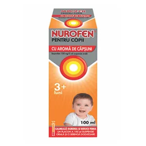 Nurofen copii 100 mg/5 ml, capsuni suspensie orala, 100 ml, Reckitt Benckiser