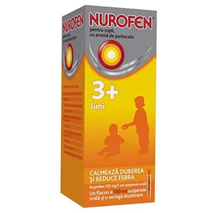 Nurofen copii 100mg/5ml portocale suspensie orala,100ml, Reckitt Benckiser Healthcare