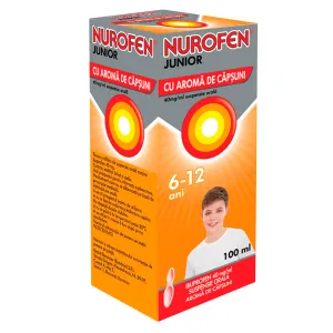 Nurofen Jr.200mg/5ml capsuni, suspensie orala, 100 ml, Reckitt Benckiser Healthcare