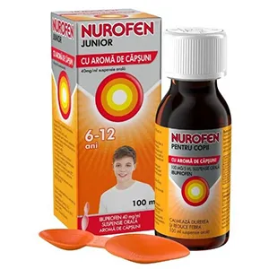 Nurofen Junior 40 mg/ml capsuni suspensie orala, 100 ml, Reckitt Benckiser