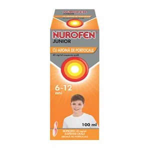 Nurofen Junior 40 mg/ml, portocale, suspensie orala, 100 ml , Reckitt Benckiser Healthcare