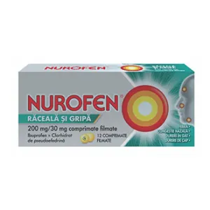 Nurofen raceala si gripa 200 mg/30 mg, 12  comprimate filmate , Reckitt Benckiser Healthcare