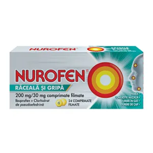 Nurofen raceala si gripa 200 mg/30 mg, 24 comprimate filmate , Reckitt Benckiser Healthcare
