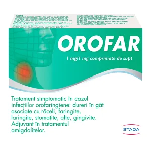Orofar 1 mg/1 mg, 24 comprimate de supt, Stada Hemofarm