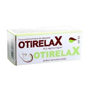 Otirelax 45.5mg/11.4mg/ml picaturi auriculare-solutie, 1 flacon cu 15 ml, Rompharm Company
