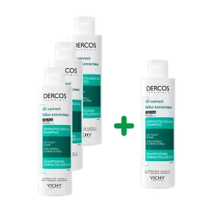 Pachet Dercos Sampon-Tratament Sebocorector pentru scalp cu exces de sebum, 200 ml, L`Oreal Romania