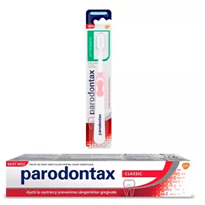 Pachet Pasta de dinti Parodontax Classic, 75 ml + Periuta de dinti Interdental Extra Soft Parodontax, 1 bucata, Haleon