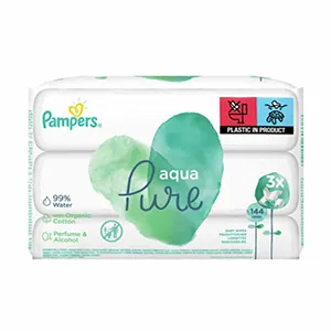 Pampers Aqua Pure servetele umede, 3 pachetex x 48 bucati, Procter & Gamble Distribution
