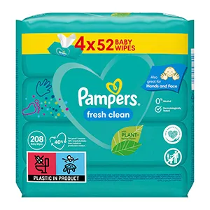 Pampers Fresh Clean servetele umede, 4 pachete x 52 bucati, Procter & Gamble Distribution