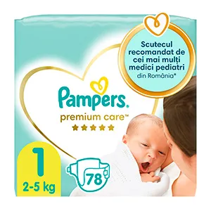 Pampers Premium Care scutece, Marimea 1 Nou Nascut, 2-5 kg, 78 bucati, Procter & Gamble Distribution
