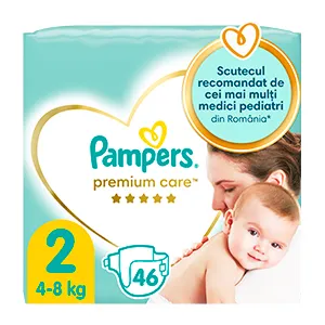 Pampers Premium Care scutece, Marimea 2 Nou Nascut 4-8 kg, 46 bucati, Procter & Gamble Distribution