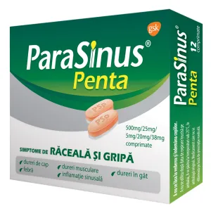 Parasinus Penta 500 mg/25 mg/5 mg/20 mg/38 mg, 12 comprimate, Haleon