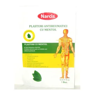 Plasturi antireumatici mentol, 12/18 cm, 50 bucati, Narcis