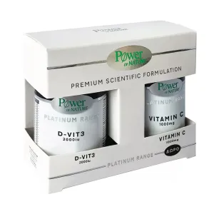 Platinum Combo Pack D-Vit 3 2000ui, 60 comprimate + Vitamin C 2000mg, 20 comprimate, Power of Nature