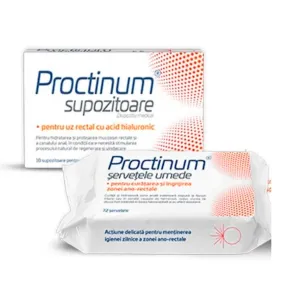 Proctinum, 10 supozitoare + Proctinum servetele umede, 72 bucati, Zdrovit
