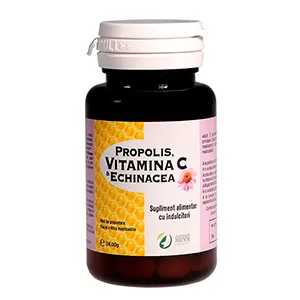 Propolis, Vitamina C si Echinacea, 60 comprimate masticabile, Adya Green Pharma