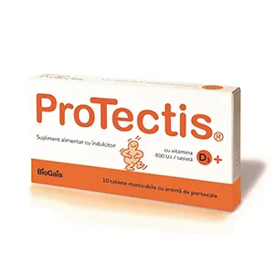 Protectis BioGaia Vitamina D3 Portocale 20 mcg (800UI), 10 comprimate masticabile, Ewopharma