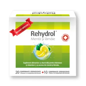 Rehydrol menta si lamaie,  20 + 10 comprimate efervescente, Pachet Special, Mba Pharma Innovation