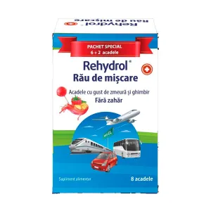 Rehydrol Rau de Miscare zmeura si ghimbir fara zahar, 6 + 2 acadele, Pachet Special, Mba Pharma Innovation