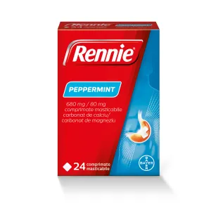 Rennie peppermint, 24 comprimate masticabile, Bayer