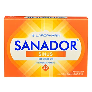 Sanador Sinus 500 mg/30mg, 20 comprimate filmate, Laropharm