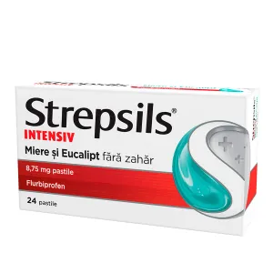 Strepsils Intensiv Miere si Eucalipt fara zahar 8.75mg, 24 pastile, Reckitt Benckiser Healthcare