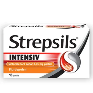 Strepsils Intensiv Portocale fara zahar, 8.75 mg, 16 comprimate, Reckitt Benckiser Healthcare