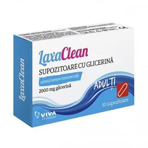 Supozitoare cu glicerina pentru adulti LaxaClean, 10 supozitoare, Viva Pharma Distribution
