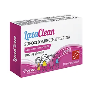 Supozitoare cu glicerina pentru copii LaxaClean, 10 supozitoare, Viva Pharma Distribution