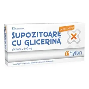 Supozitoare cu Glicerina pentru adulti,  12 supozitoare,  Hyllan Pharma