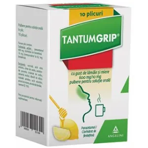 Tantumgrip lamaie-miere 600 mg/10 mg pulbere solutie orala, 10 plicuri, ANGELINI