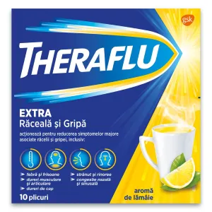 Theraflu Extra raceala si gripa pulbere solutie orala, 10 plicuri, Haleon