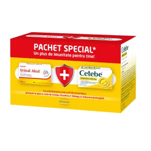 Urinal Akut, 10 tablete + Cetebe Vitamina C 500mg, 30 capsule eliberare prelungita, Stada Hemofarm