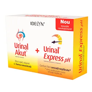 Urinal Akut, 10 tablete + Urinal Express pH pulbere, 6 plicuri, Walmark Romania