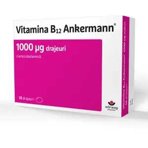 Vitamina B12 Ankermann 1000 mcg, 50 drajeuri, Worwag Pharma