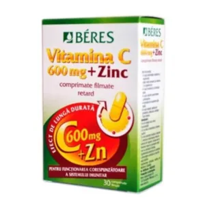 Vitamina C 600 mg cu Zinc Retard, 30 comprimate, Beres Pharmaceuticals Private