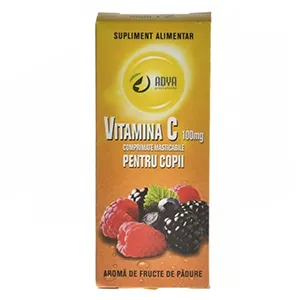 Vitamina C copii fructe de padure 100 mg, 30 comprimate masticabile, Adya Green Pharma